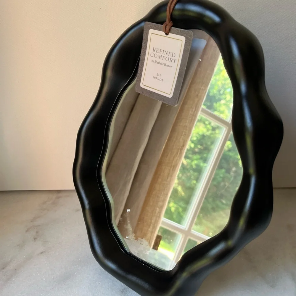 Black irregular frame vanity table top mirror 10”x8” wall mirror